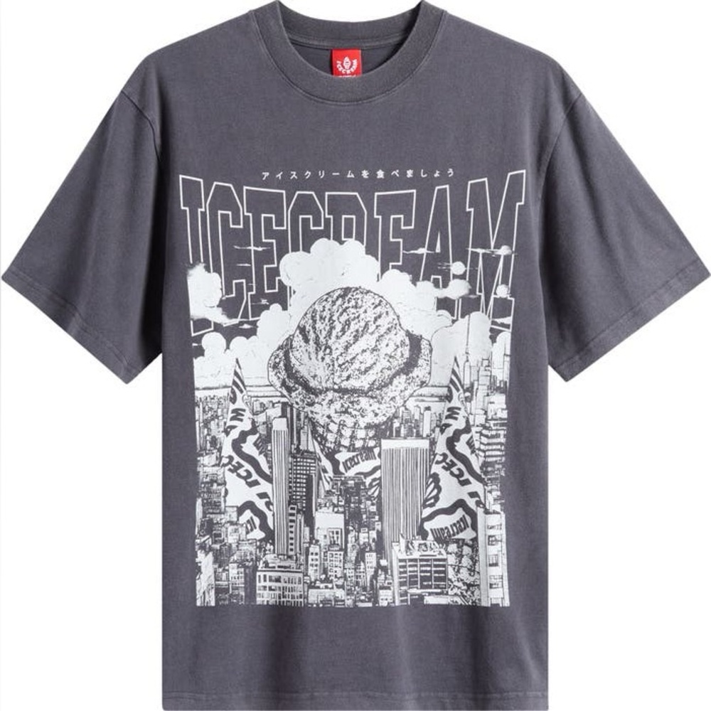 Ice Cream - INVASION (OVERSIZE) SS KNIT TEE, L, Charcoal, New